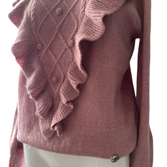 Adrienne Vittadini Pink Crew Neck Sweater with Ruffle Detail - Picture 3 of 10